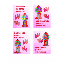 Bubble Gum Valentines Cards