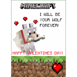 Minecraft Wolf Valentines Day Cards
